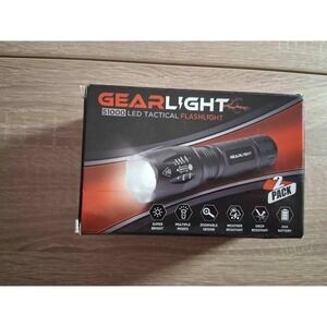 GearLight S1000 LED Tactical Flashlight 2 Pack Zoomable High Lumen Black New